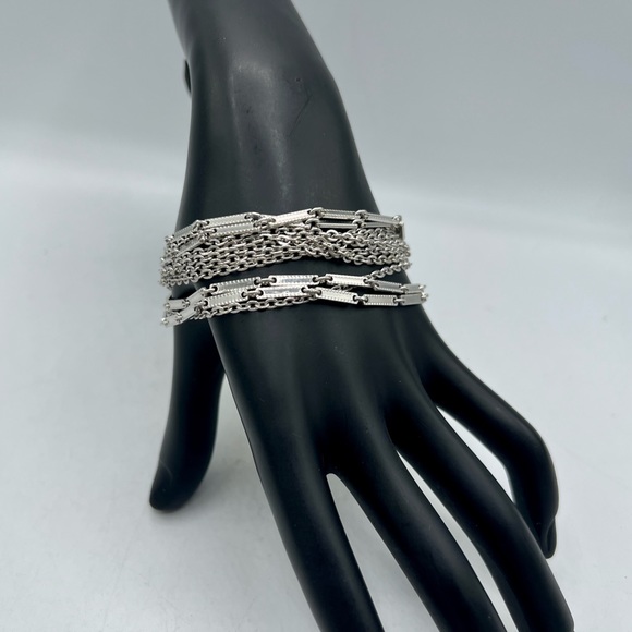 Vintage SARAH COVENTRY silver tone multi strand chain bracelet 7” - Picture 7 of 8